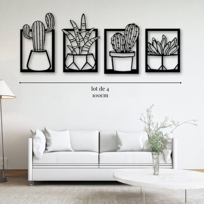 Décoration murale cactus - lot de 4