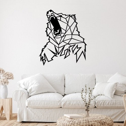 Décoration murale tête grizzly géométrique